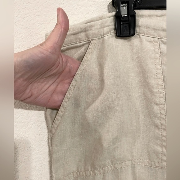 Venus Women Linen Pants Large Tan Khaki Coastal Grandma Preppy  Contemporary - Picture 7 of 14